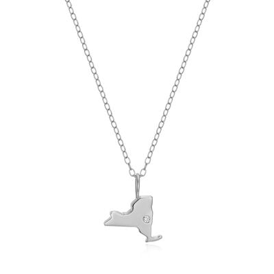 Lab Grown Diamond New York Diamond Pendant Necklace in Sterling Silver